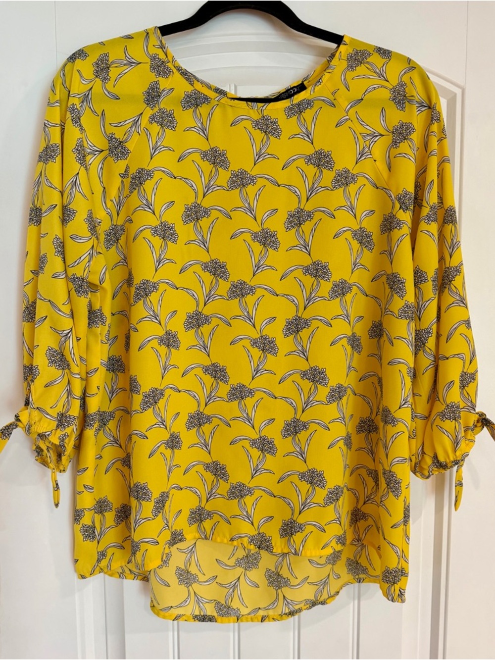 Papermoon Yellow Floral Tie-Sleeve Blouse